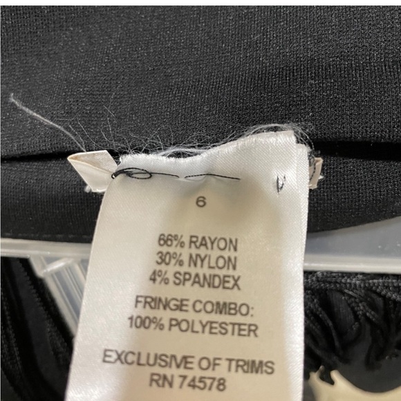 Cache Black Fringe Skirt-Size 6 - Picture 6 of 6